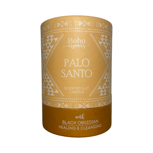 Palo Santo with Black Obsidian Tumble Candle 200g