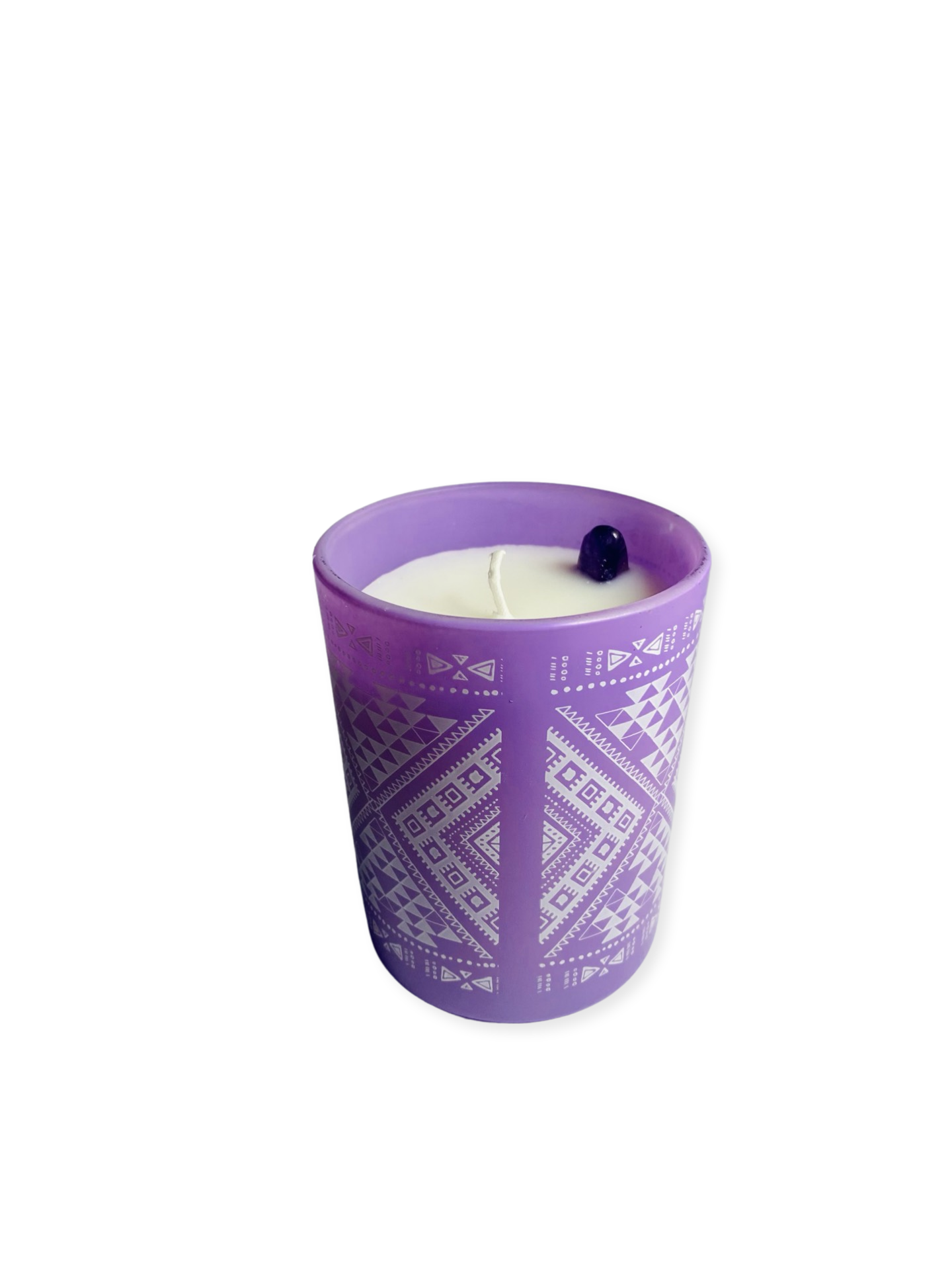 Lavender Sage with Amethyst crystal soy wax candle