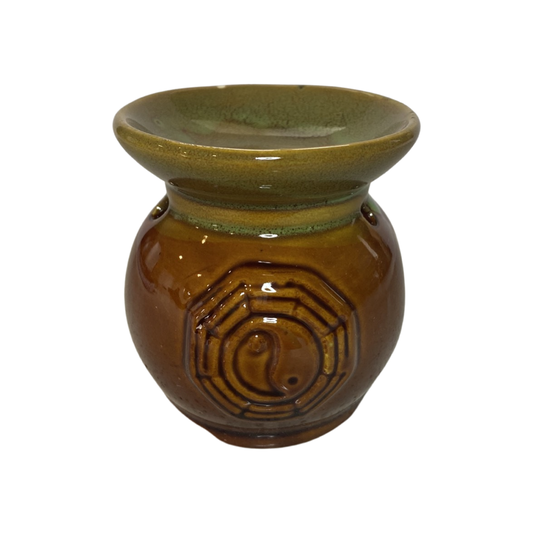 Ceramic Oil Burner Yin Yang Brown